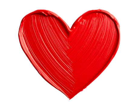 Rotes gemaltes Herz isoliert auf weißen Hintergrund