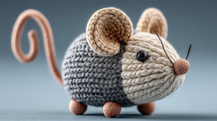 Handmade organic cotton cat toy shaped like a charming mouse with tactile details