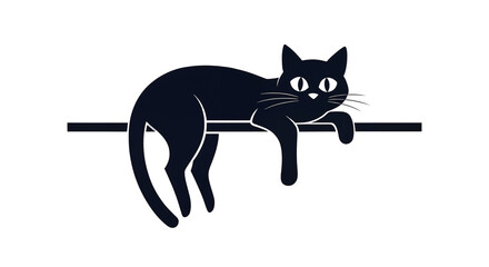 Relaxed Dark Blue Cat on a Bar Against Black Background