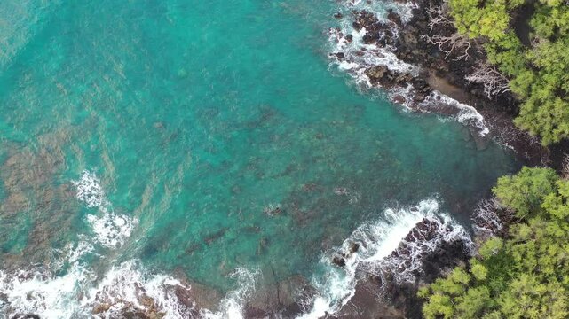 Looking straight down on lava rock beach in Maui Hawaii