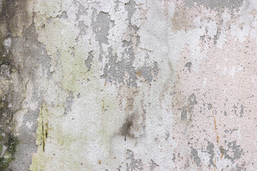 Grungy weathered concrete wall with cracks and stains, exuding a raw, aged texture background