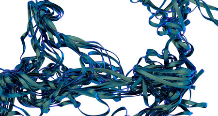 Stunning teal ribbons swirl in a dynamic 3D render, perfect for abstract backgrounds or tech...