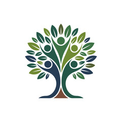 Community Tree: A harmonious illustration symbolizing growth and interconnectedness, with a vibrant tree representing a diverse group of figures reaching towards the future.