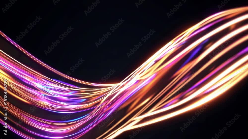 Aufkleber glowing neon wave rippling across deep shadows, generating vivid spectral gradient with fluid, pulsi