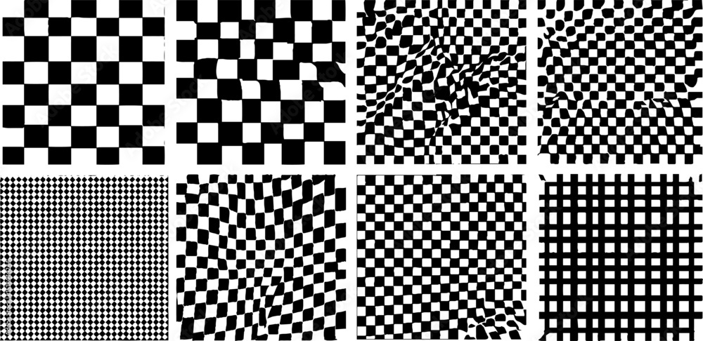 Poster engraved checkerboard pattern set for design and art projects
