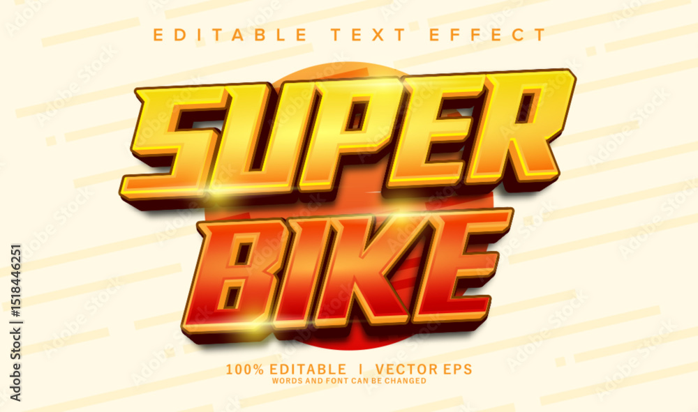 Poster super bike vector text effect with modern style design