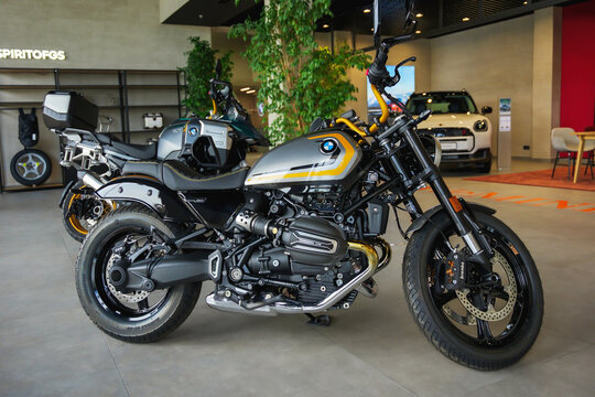 Almaty, Kazakhstan - May 29, 2025: New motorcycle BMW R 12 is in the showroom