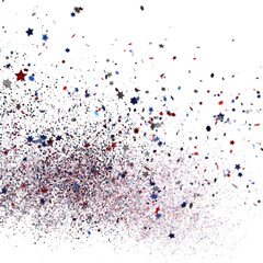 confetti - USA banner mockup with confetti confetti in American national colors. USA Presidents Day, American Labor day, Memorial Day, US election concept.