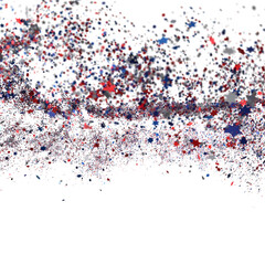 Confetti - Red white blue shiny confetti Confetti on white background, isolate, tricolor concept, independence and freedom day USA