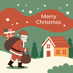 Hand Drawn Christmas Card Design. Festive Christmas Card Illustration. Merry Christmas Card with Winter Elements. Creative Holiday Season Christmas Card. Traditional Christmas Card Layout