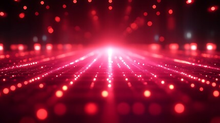 Intricate network of glowing red lights.