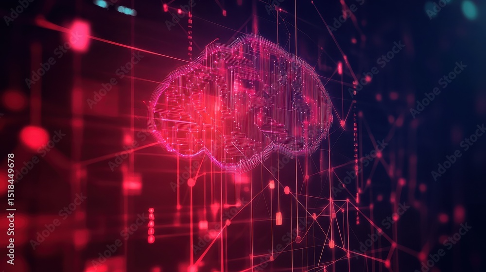 Poster machine learning deep learning optimization concept. rising red chart illustrating financial growth 