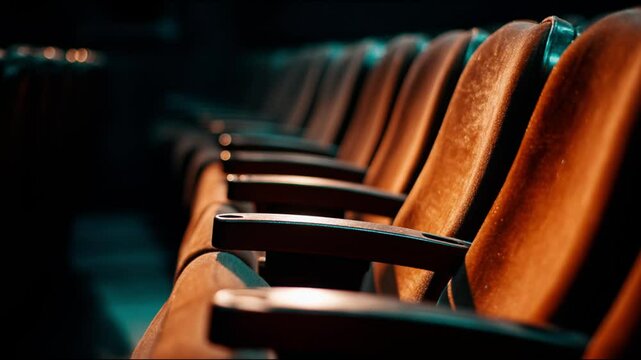 Rows of empty theater seats, inviting an audience for a performance.