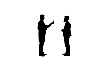 A doctor is giving advice to a man while pointing at his mobile phone vector.