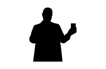 A doctor holding a smartphone and showing a vector