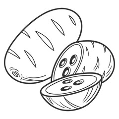 Versatile potato illustration, good for comfort food themes, agricultural content, and starchy vegetable visuals.