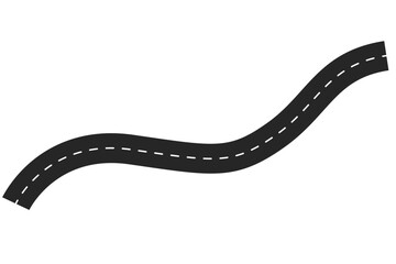 Winding curves road isolated on transparent background. winding road from top view. vector illustration.