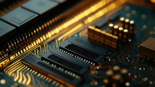 A detailed view of a computer motherboard, useful for tech-related projects or tutorials