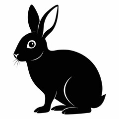 Fototapeta premium Black Side Silhouette of a Rabbit Isolated on White Background – Vector Illustration