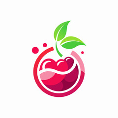 Contemporary logo concept for fruit juice business showcasing a stylized cherry in vivid yet elegant hues