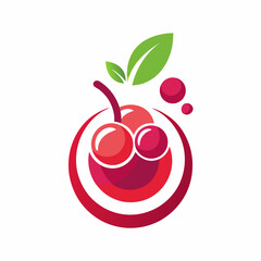 High-quality vector logo design for juice company featuring a clean stylized cherry in modern color palette