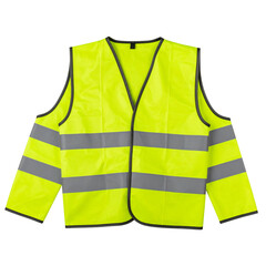 Hi-Vis Yellow Safety Vest with Reflective Strips &ndash; Workwear Apparel, Isolated PNG
