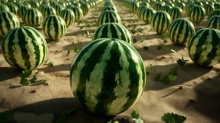 watermelon on the field generated by mid journey