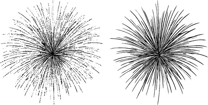 Vintage engraved fireworks illustration set for celebration and festive designs