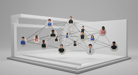 Digital network visualization of diverse people connecting online  