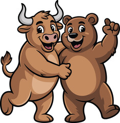 Fototapeta premium Bull and Bear market friendship