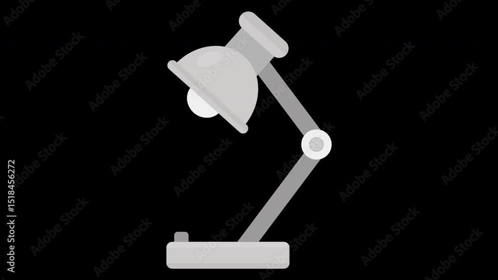 Poster illuminating animation of a desk lamp on a transparent background, perfect for creative projects