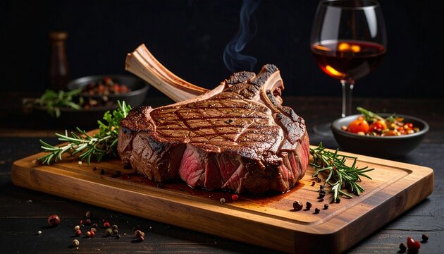 Tomahawk Steak_A dramatic, bone-in ribeye with a long rib bone