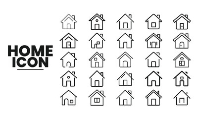Home Icon Set, Real Estate, Rent, Location & Building Vector Line Icons.