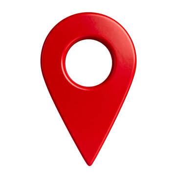 Classic Red Map Pointer Symbol with Drop Shadow, Isolated Navigation Element