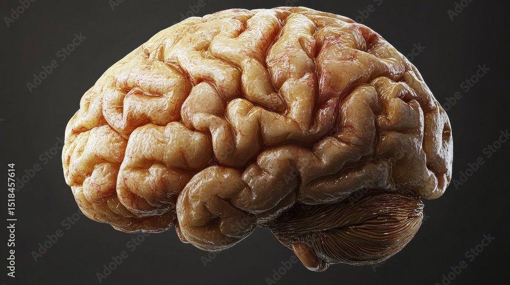 Poster computer generated image of a brain illustrating the concept of collective intelligence and generati
