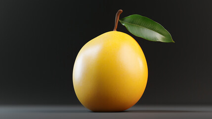 Yellow and green pear, a delicious, ripe, and healthy single fruit on a black background