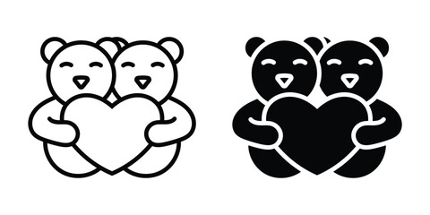 teddy bear heart line art