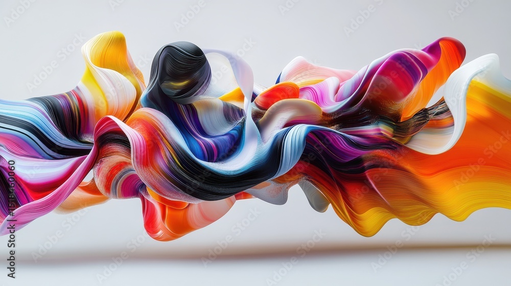 Poster flowing colorful abstract image with layers and dynamic movement