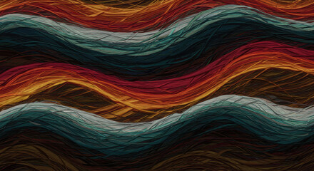 Abstract wavy pattern with colorful lines in warm tones  