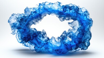 Fototapeta premium Blue smoke forms an ethereal, ringlike cloud