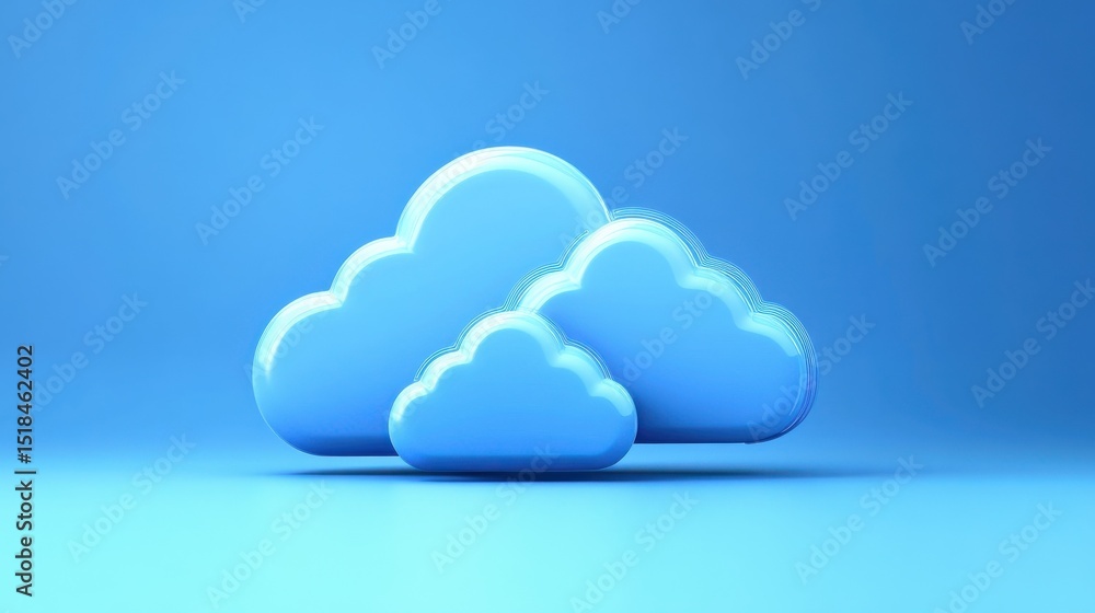 Poster digital cloud computing network with data visualization elements on blue background