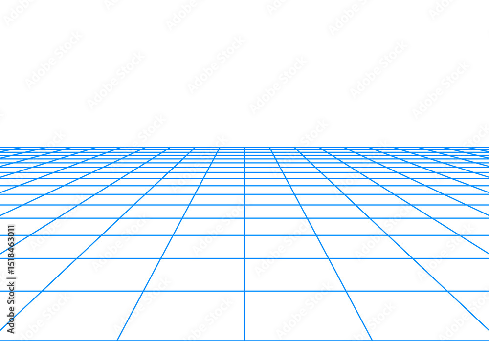 Fototapete minimalistic grid floor with retro 80s synthwave style and aesthetics, isolated floor perspective vi