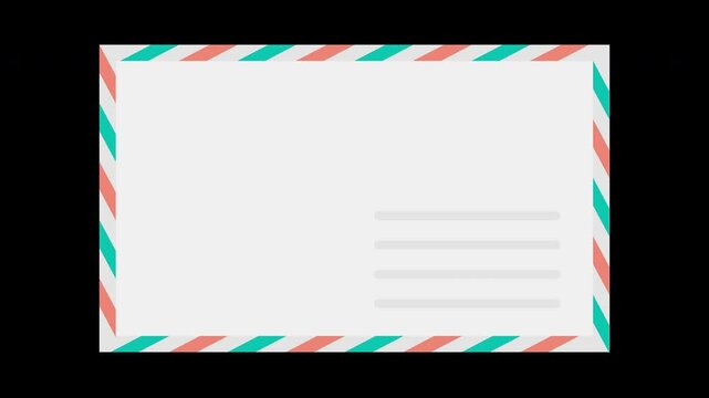 Blank Holiday Postcard Animation with Festive Red and Green Border Stripes on a Transparent Background