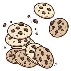 Delicious chocolate chip cookies illustration