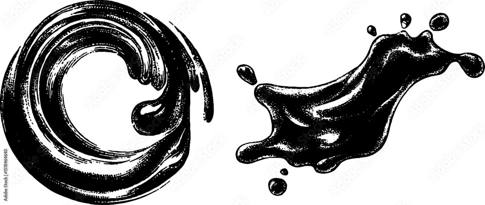 Poster engraved liquid swirl patterns for art and design concepts