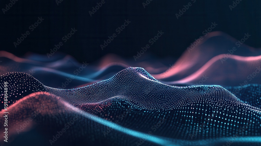 Poster smart city and abstract dot point connect with gradient line and aesthetic intricate wave line desig