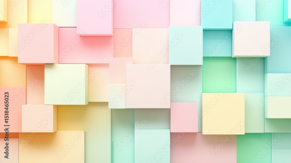 Poster vibrant pastel color blocks in abstract geometric shapes spring and summer palette light background 