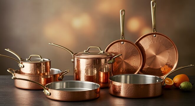 copper pots and pans for high quality kitchen preparations