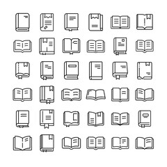 Book - thin line vector icon set. Pixel perfect. Editable stroke. The set contains icons: Book, Audiobook, E-Reader, Studying, Tutorial, Personal Organizer, Diary, Reference Book.