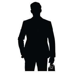 Vector silhouette of a standing business person, professional Businessman pose